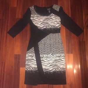 Frank Lyman design dress black gray size 10 bodycon gorgeous stretchy